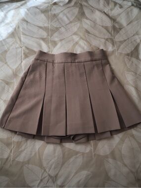 Japanese Chico Taupe Box Pleat Mini Skirt